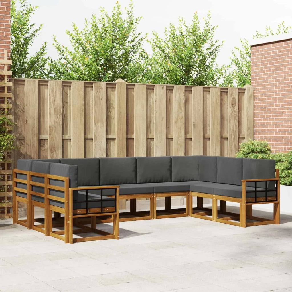 Set di divani da esterno con cuscino 9 pcs Naturale e Antracite