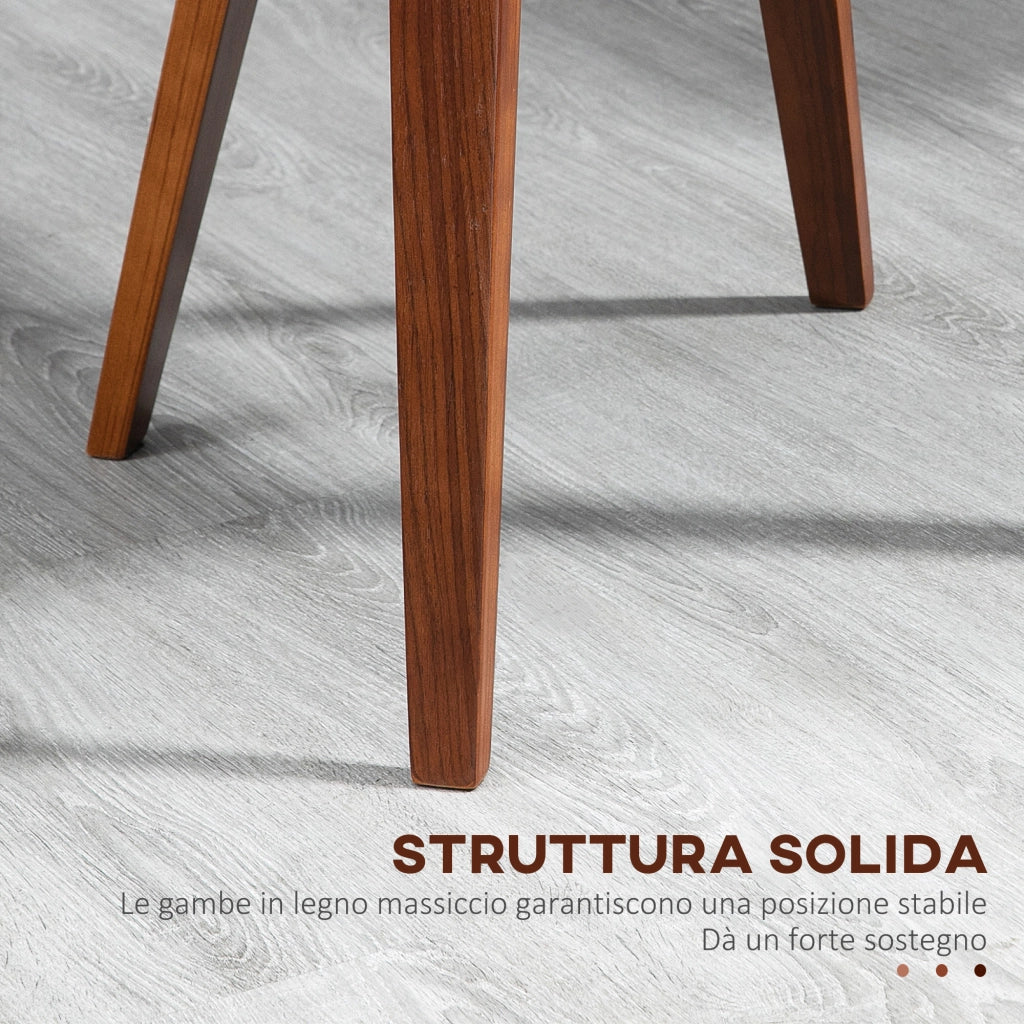 Set di 2 Sedie da Pranzo Stile Vintage Imbottite in Legno e Finta Pelle PU Nero e Marrone