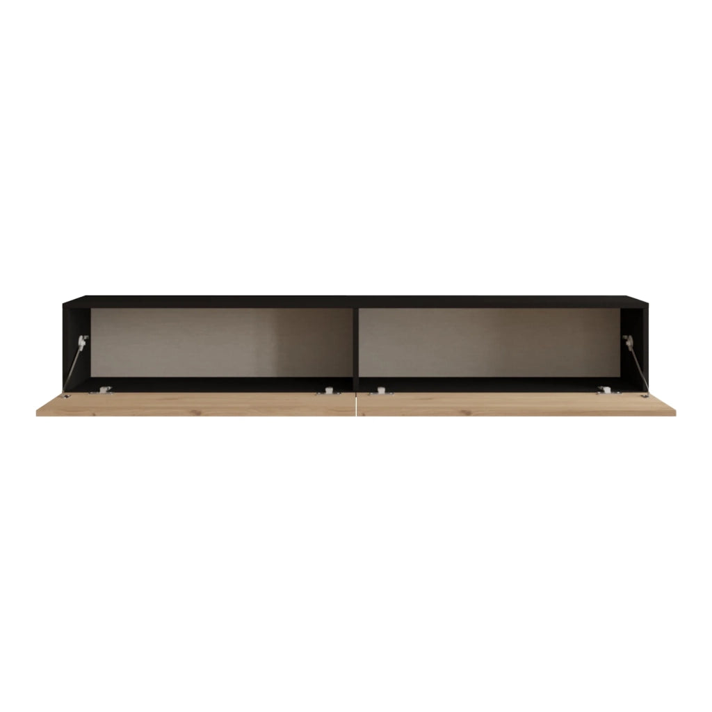 Mobile porta TV con 2 ante 29,5 x 180 x 31,5 cm effetto rovere nero 03_0007791