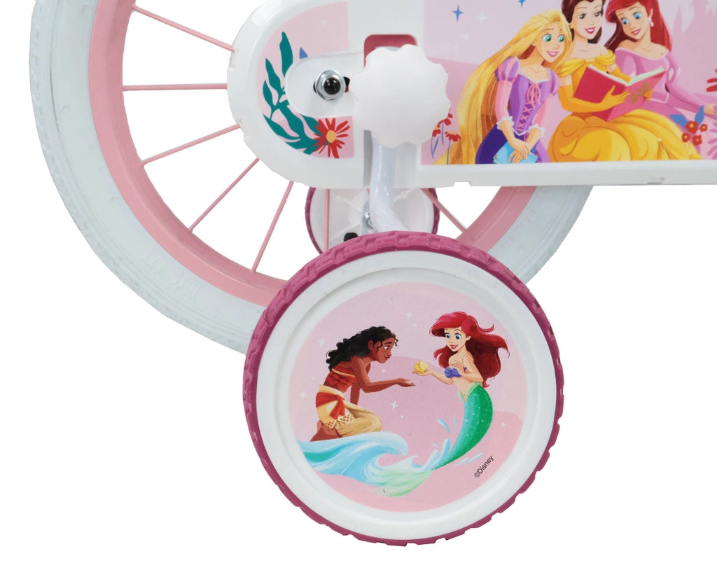 Bicicletta per Bambine 12" Disney Princess Freno Caliper e Stabilizzatori in Acciaio Hi-Ten Rosa
