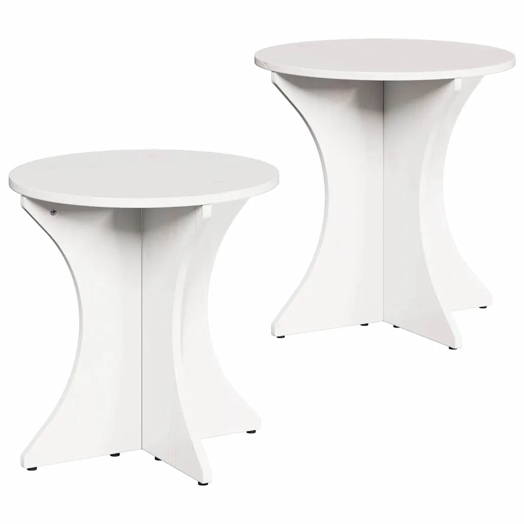 2 pz Tavolino da salotto | Tavolino da caff¨¨ | Tavolino da Soggiorno Bianco Legno di pino massello