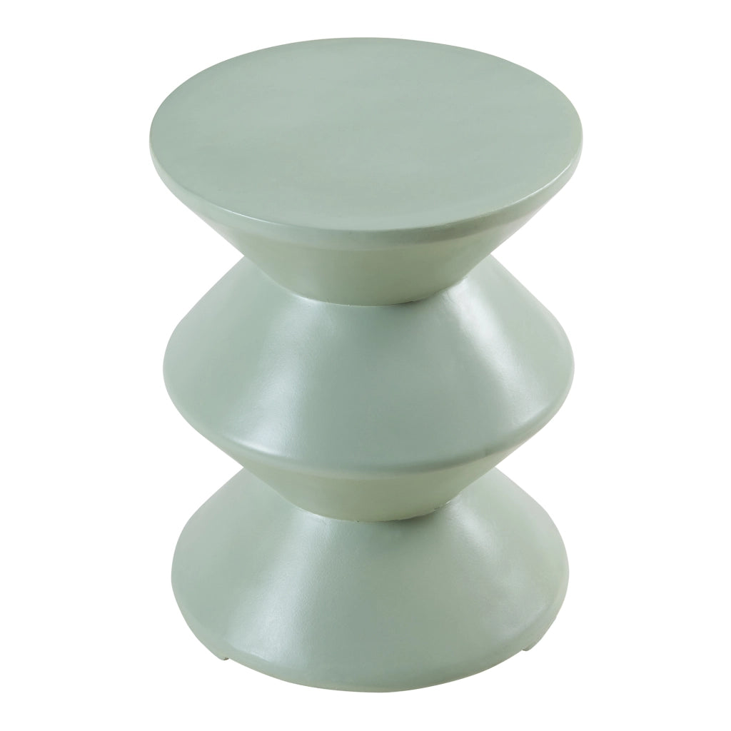 Tavolino Rotondo Kyppeslo in Calcestruzzo Leggero 47xØ37 cm Menta Verde [en.casa]
