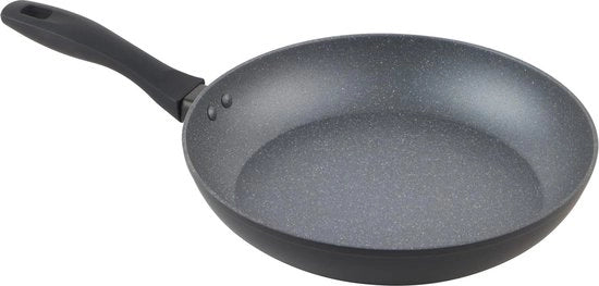 Padella Antiaderente Adatta Per Fornelli Induzione - Grande Padella da Cottura - Cuoci con Poca o Nessuna Olio per Pasti Salutari - Maniglia con Grip Morbido - Alluminio Forgiato a Marmo Metallico - 28 cm