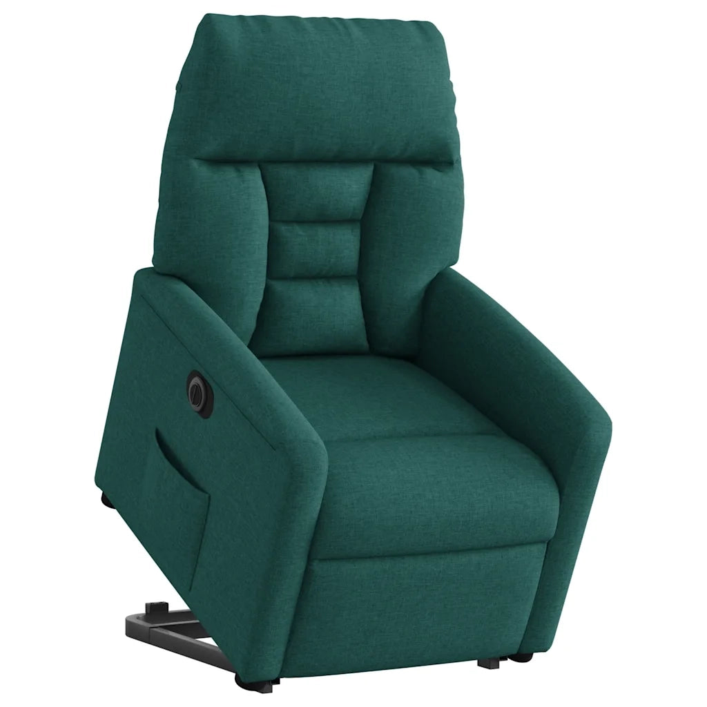 Poltrona Alzapersona Reclinabile Elettrica Verde Scuro Tessuto 3303058