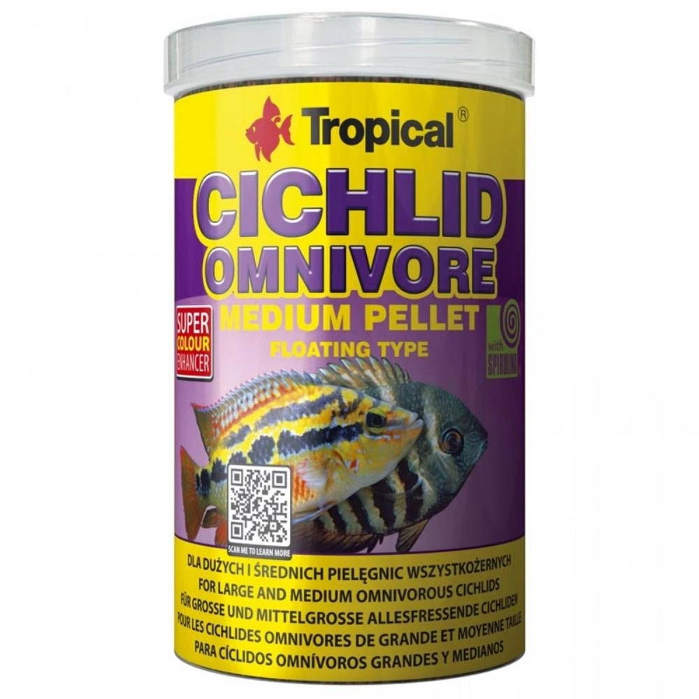 Tropical Cichlid Omnivore Medium Pellet - mangime per ciclidi onnivori, granulometria medio grande Formato: 500 ml