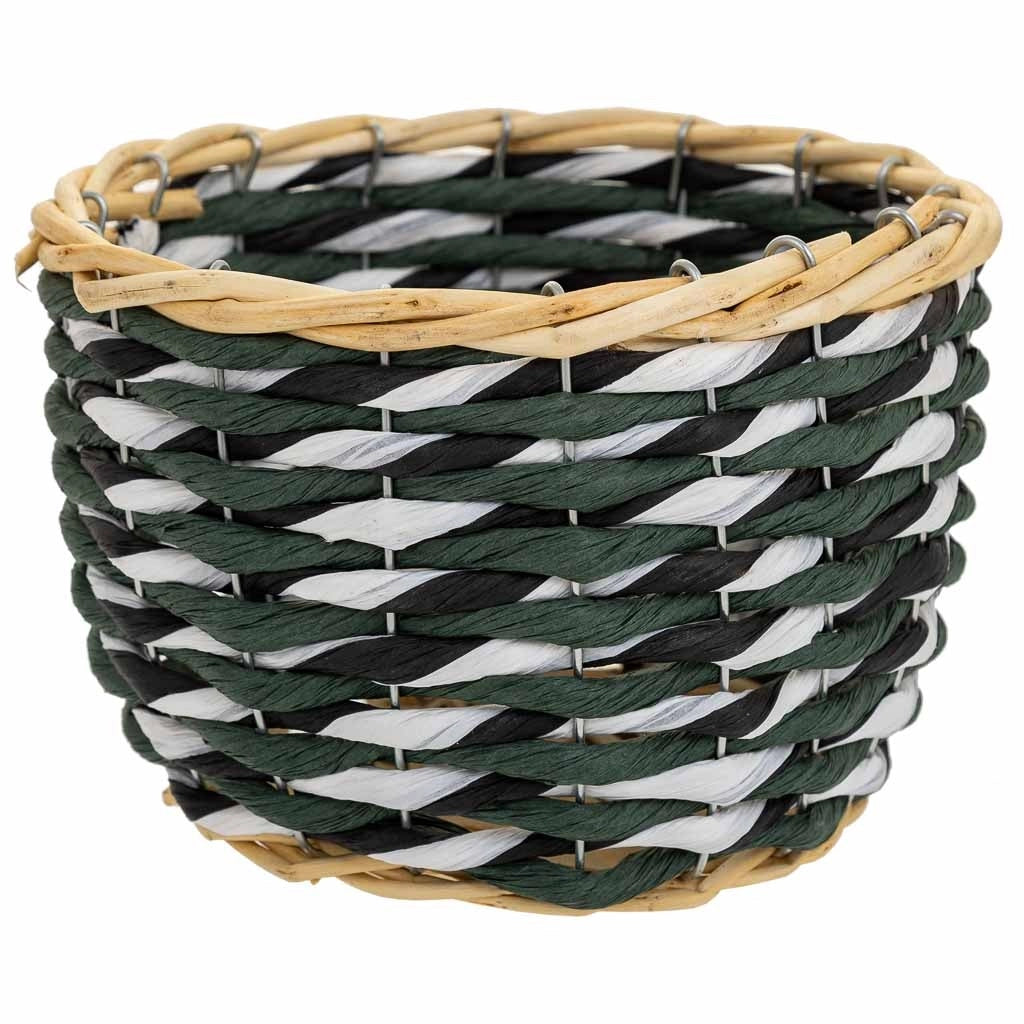 Cesto in legno e corda di carta verde D21x13