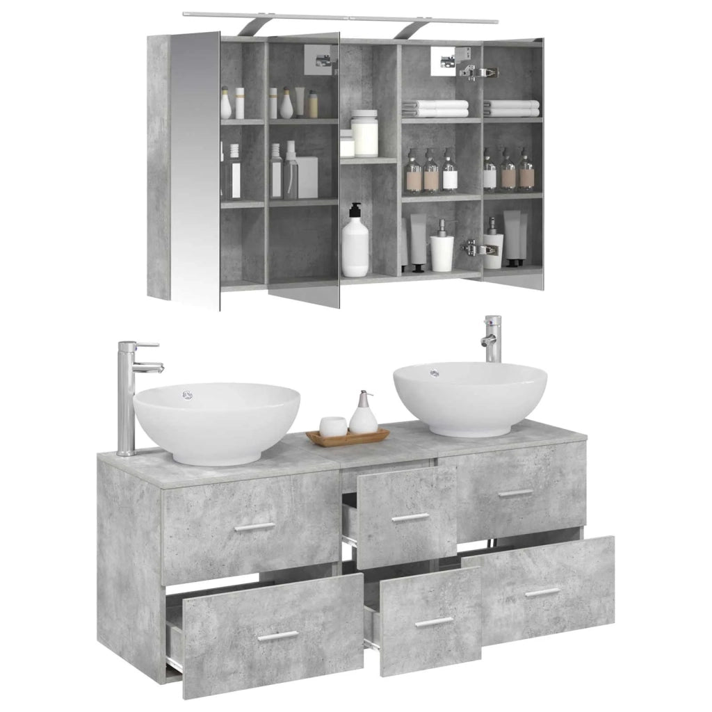 Set di mobili per il bagno 4 pcs Grigio Cemento 3406978