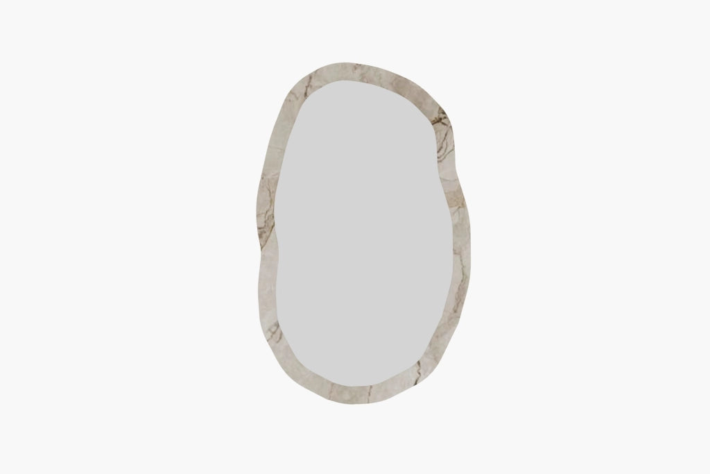 Specchio di legno "Lossa" - 52 x 86 cm - Beige marmorizzato