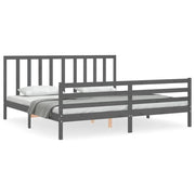 Letto matrimoniale | Letto per adulti | Giroletto con Testiera Grigio 200x200 cm in Legno Massello