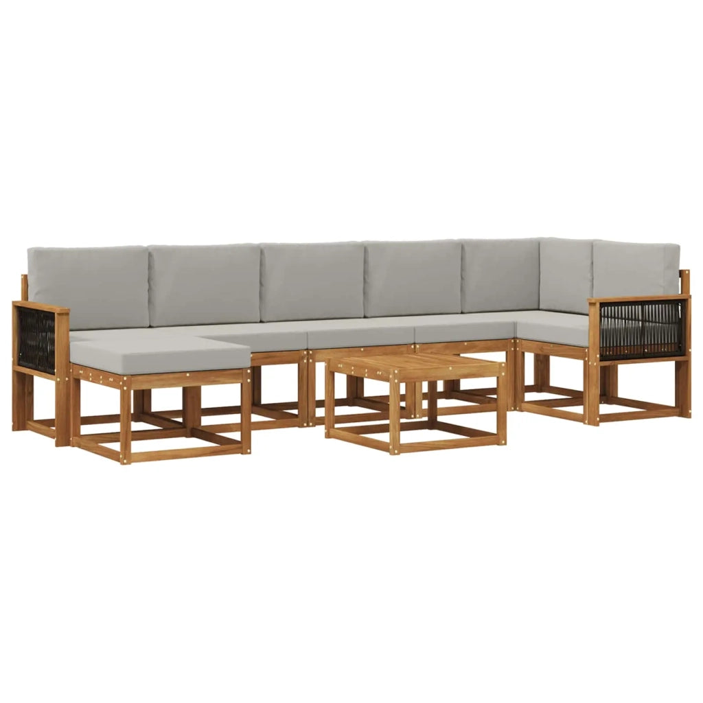 Set di divani da esterno 8 pz Naturale e Grigio Chiaro 3385412