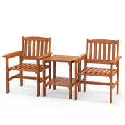 Set di 3 mobili da giardino 62,5 x 60 x 88 cm: sedie ergonomiche e un pratico tavolino da caffè in legno naturale 20_0020078