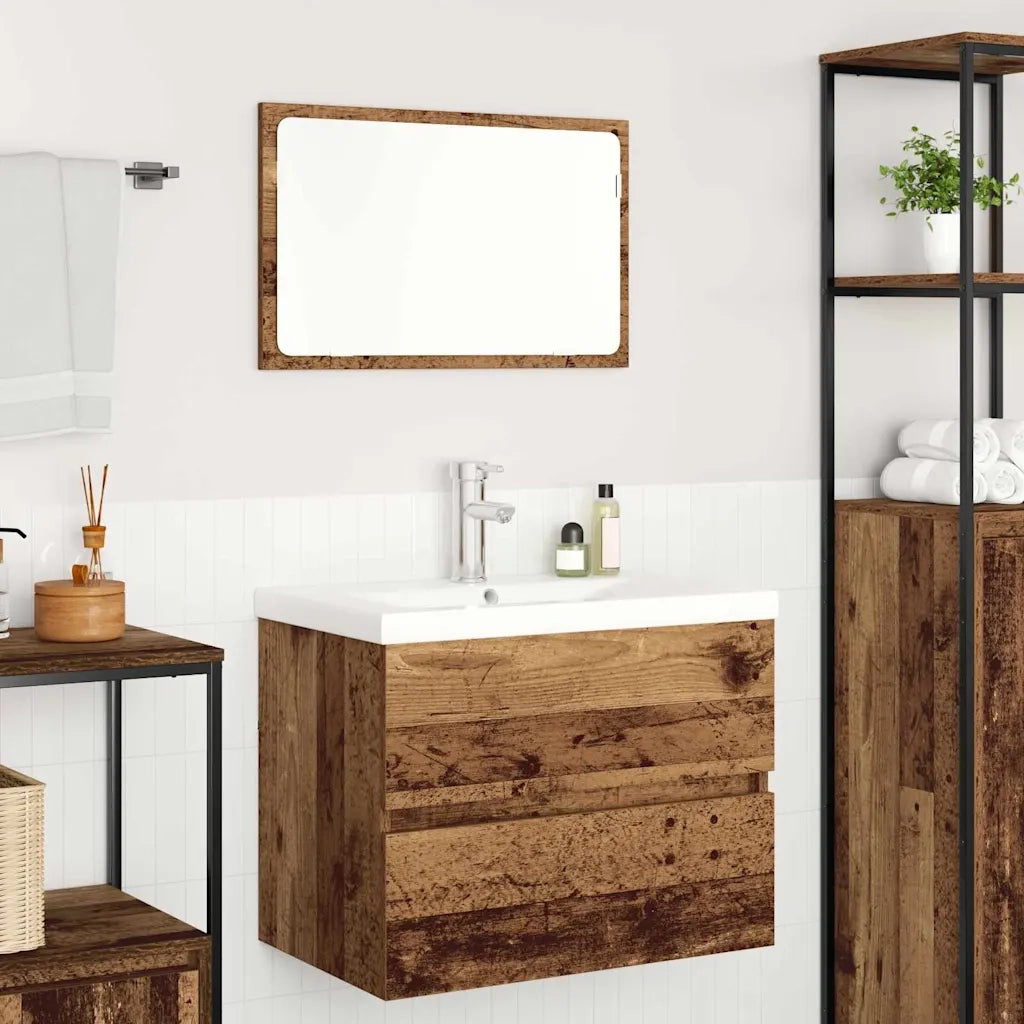 Set di mobili per il bagno con cassetto 3 pcs Legno vecchio 3393504