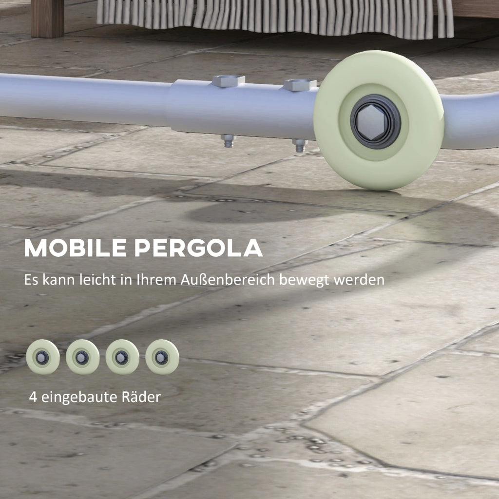 Pergolato da giardino mobile con ruote e sacche di sabbia ¨C Zephmum ¨C 3x3m grigio metallo