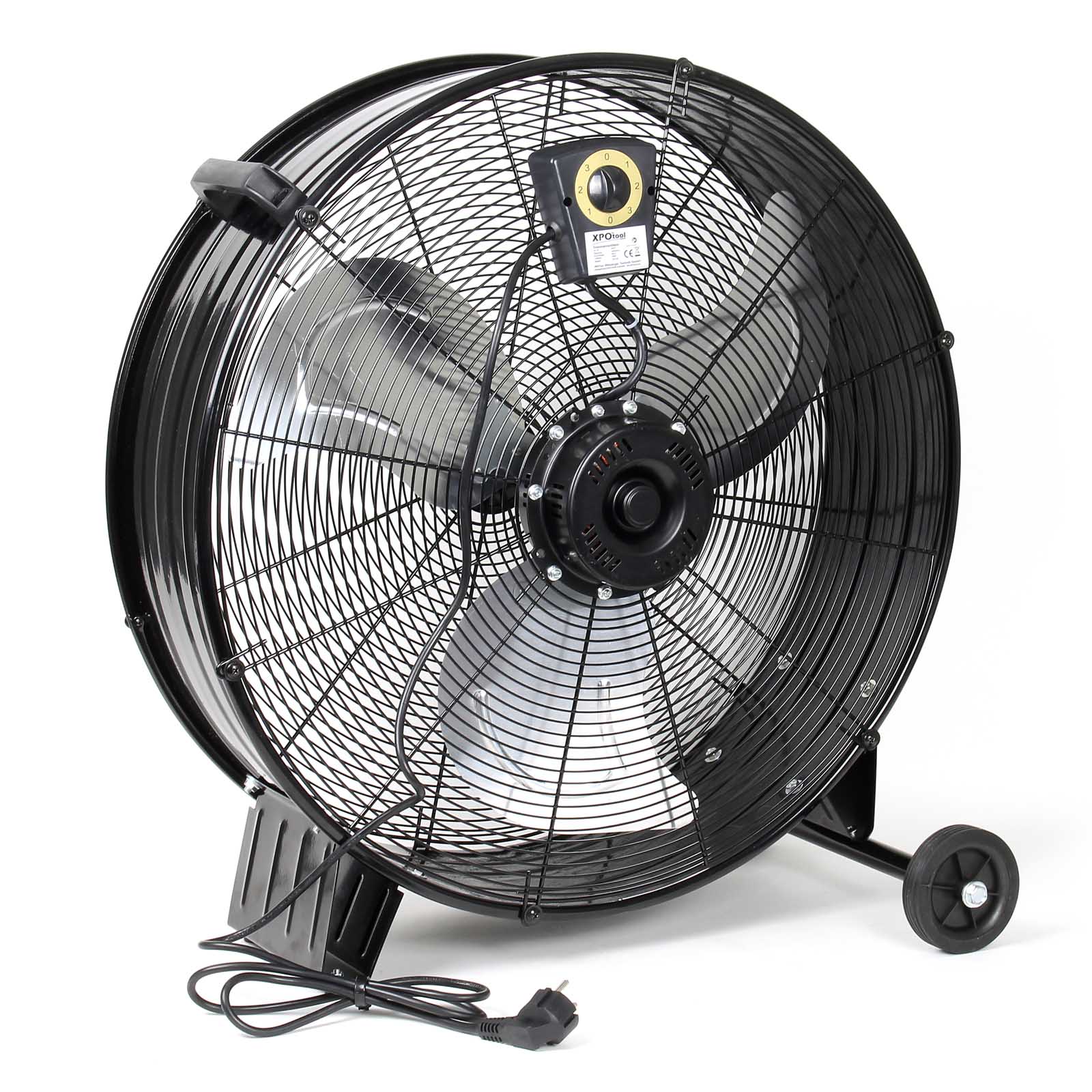 Ventilatore industriale 60 cm 180 W Ventilatore a tamburo da pavimento portatile con cavo e 3 velocità