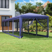 Tenda per Feste con 10 Pareti Laterali in Rete Blu 3x12 m HDPE 319247