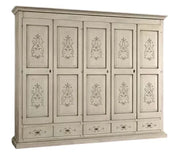 Armadio 5 porte classico in legno avorio shabby 254x61x240 (687) - Mobili 2G
