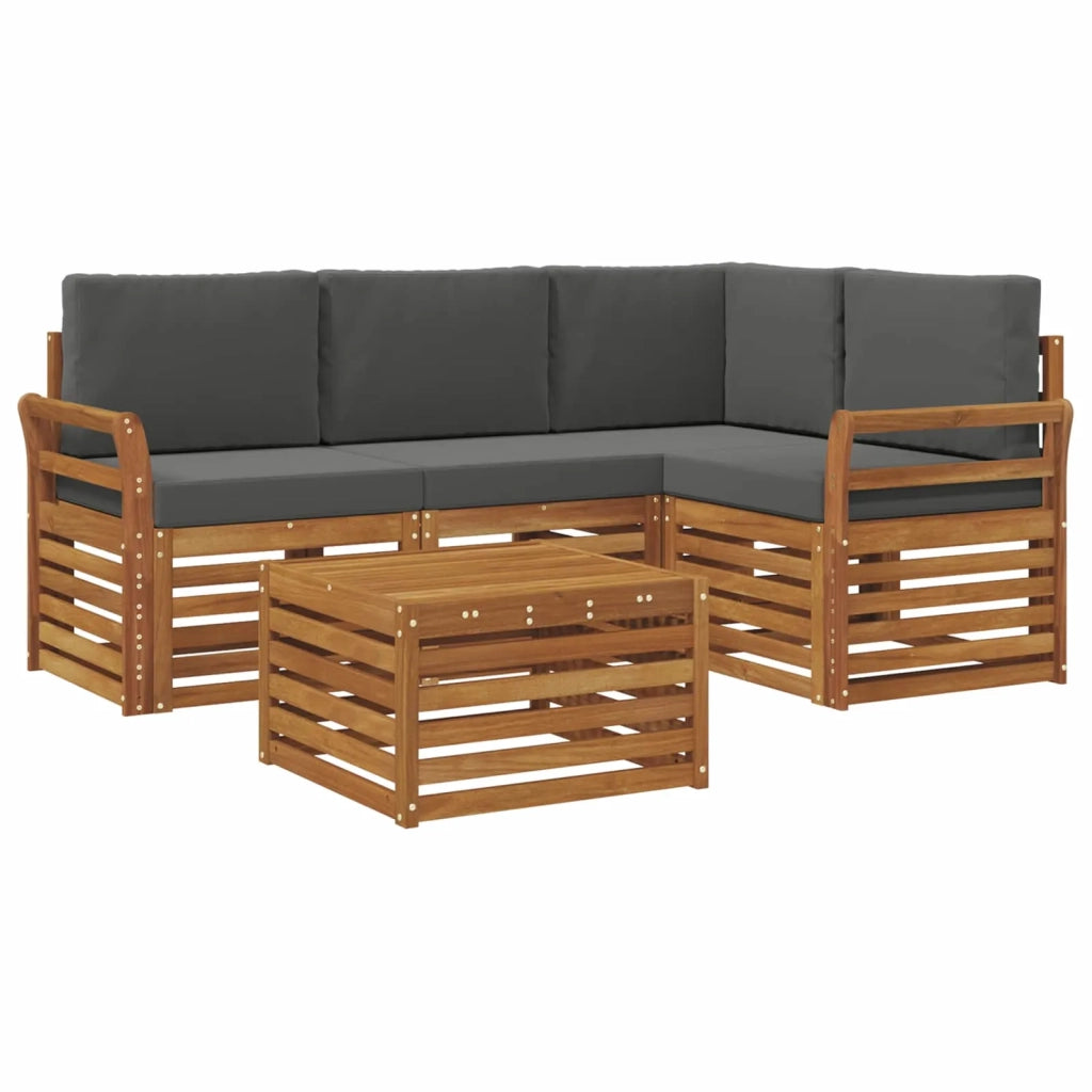 Set di divani da esterno con cuscino 5 pcs Naturale e Antracite