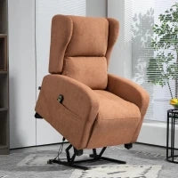 Poltrona Relax Alzapersona in Velluto con Schienale Reclinabile a 160° con Telecomando, Marrone Scuro