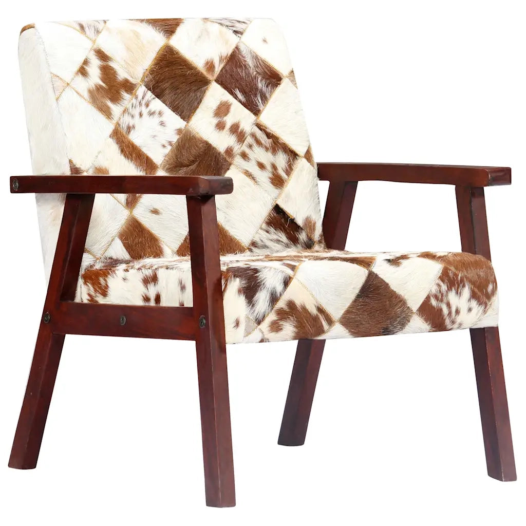 Poltrona-Poltroncina Bianca e Marrone in Vera Pelle di Capra