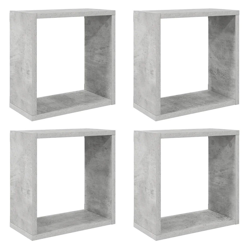 Mensole Parete a Cubo 4 pz Grigio Cemento 30x15x30 cm 807011