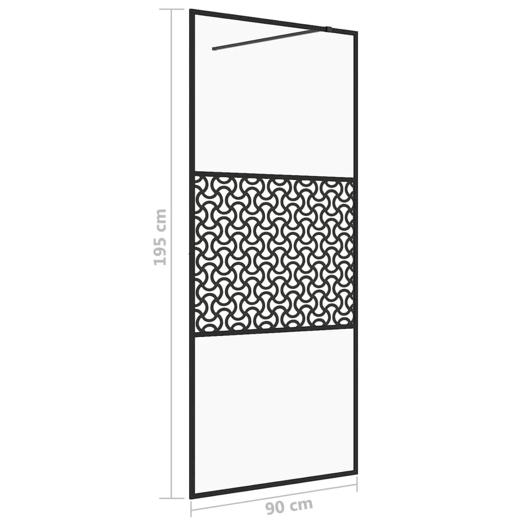 Parete doccia con vetro divisorio per vasca accessorio da bagno box doccia arredamento per la casa ESG trasparente 90 x 195 cm nero 02_0002150