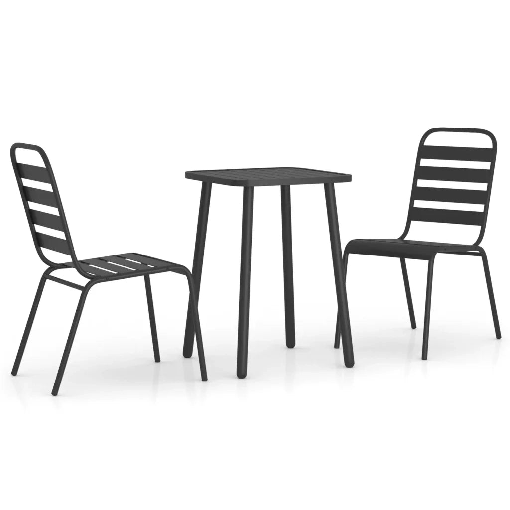 Set da Pranzo da Giardino 3 pz | Set Salotto da Giardino in Acciaio Antracite