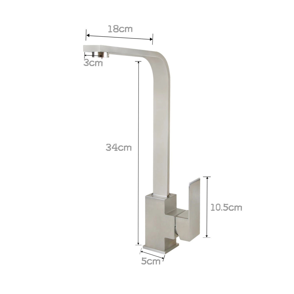ZMH Rubinetto Cucina Miscelatore Cucina Acciaio Spazzolato 34cm Testa Girevole 360° Alta Pressione Perfetto per cucina