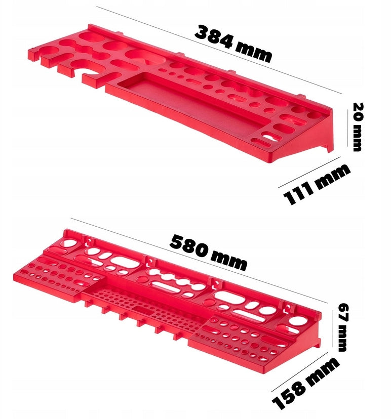 Pannello portautensili KADAX da parete per officina, 116x78 cm, 56 scomparti, 20 supporti, garage.
