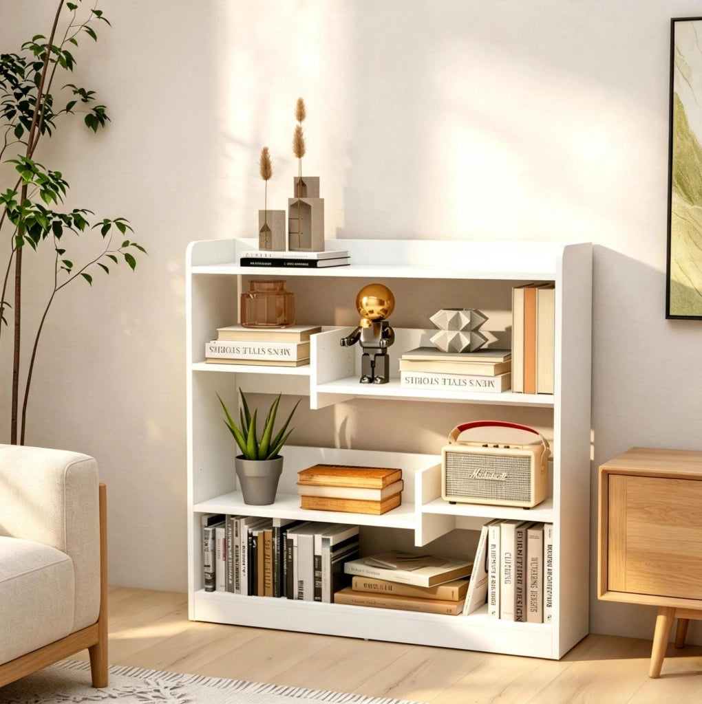 LIBRERIA Moderna 90x24x91 cm Bianco con 4 ripiani