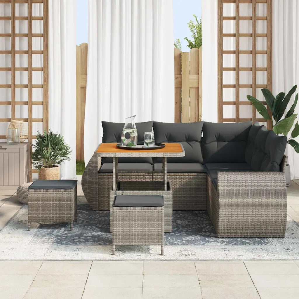 Set Divano da Giardino 8 pcs Grigio polyrattan 3361873