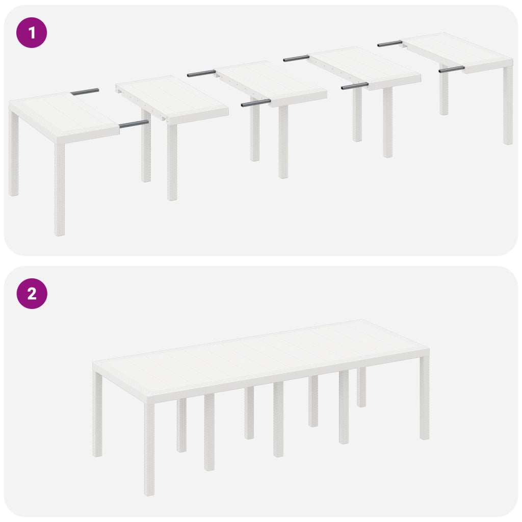 Tavolo da giardino  Bianco 250x100x73 cm in Rattan Sintetico
