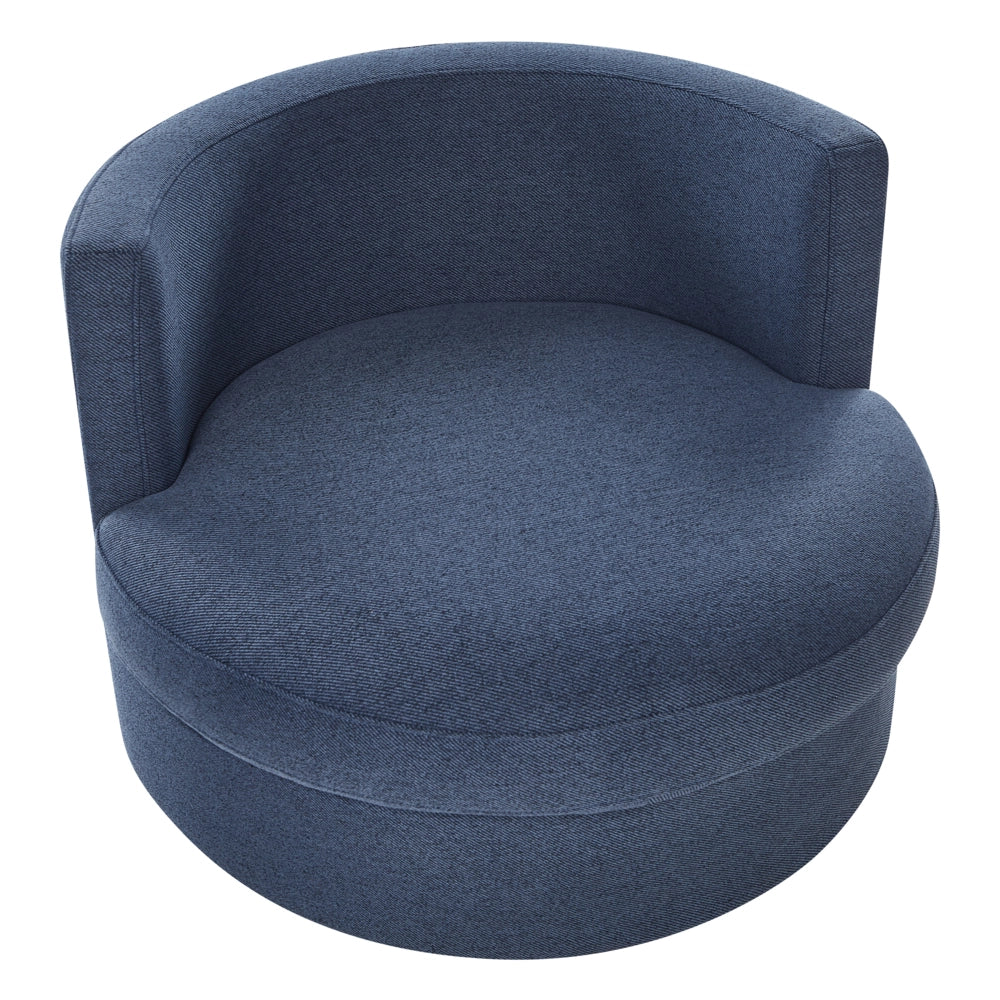 Poltrona Beig,e chiaro in poliestere con base girevole in ferro Due cuscini sfoderabili Schienale rotondo Soggiorno moderno in stile glam
