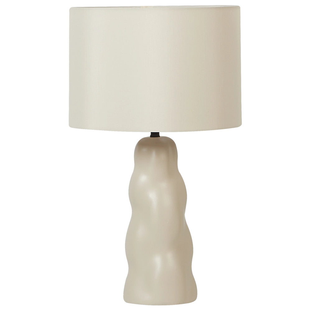 Lampada da tavolo in ceramica con paralume a tamburo beige Beige stile moderno soggiorno camera da letto