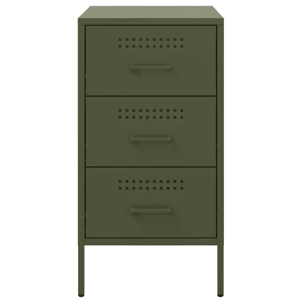 Comodini 2 pz-Set di 2 Tavolino da notte Verde Oliva 36x39x68 cm in Acciaio 773758