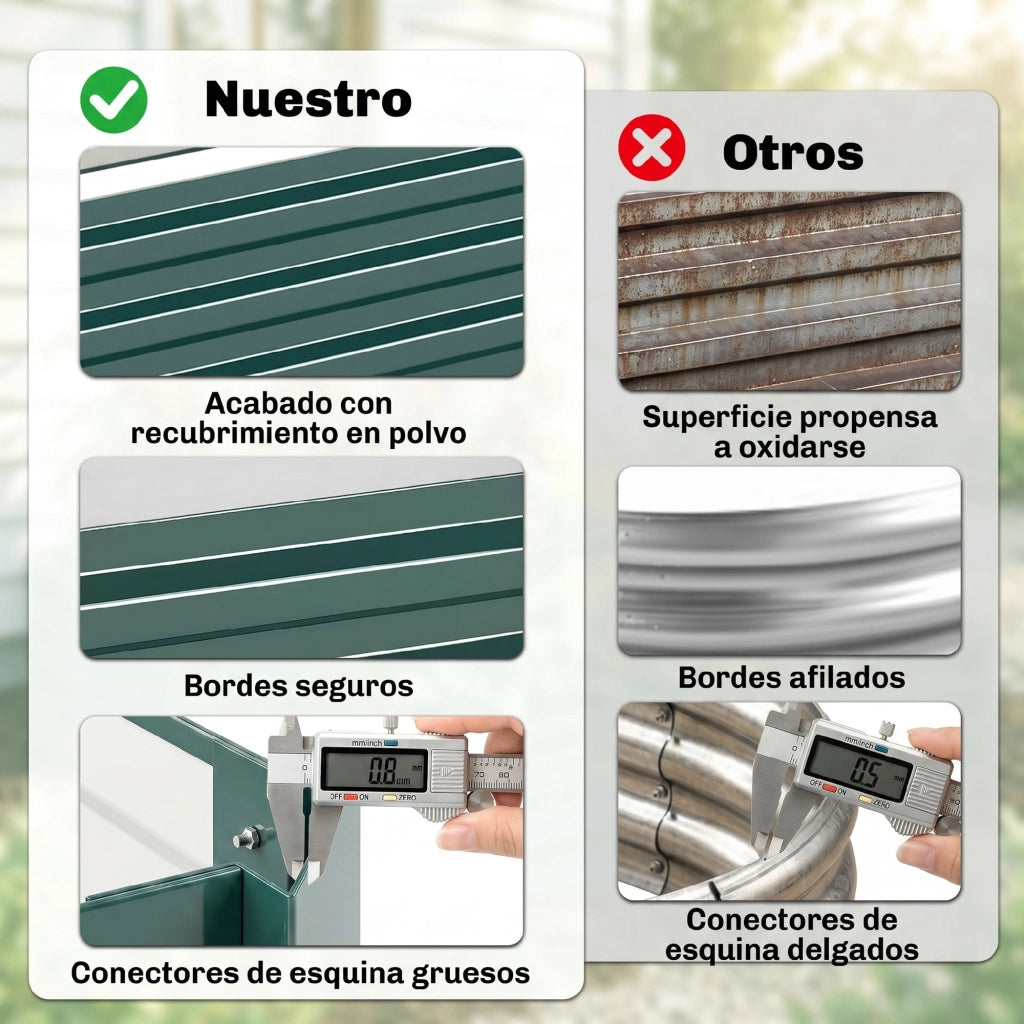 Fioriera Rettangolare da Giardino ¨C Zephmum ¨C Verde Antracite 241x90,5x30 cm