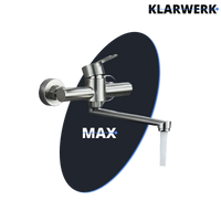 MAX | rubinetto miscelatore catering rubinetto a parete argento |professionale da cucina in acciaio inox lungo e piatto| ristorante bocca dritta