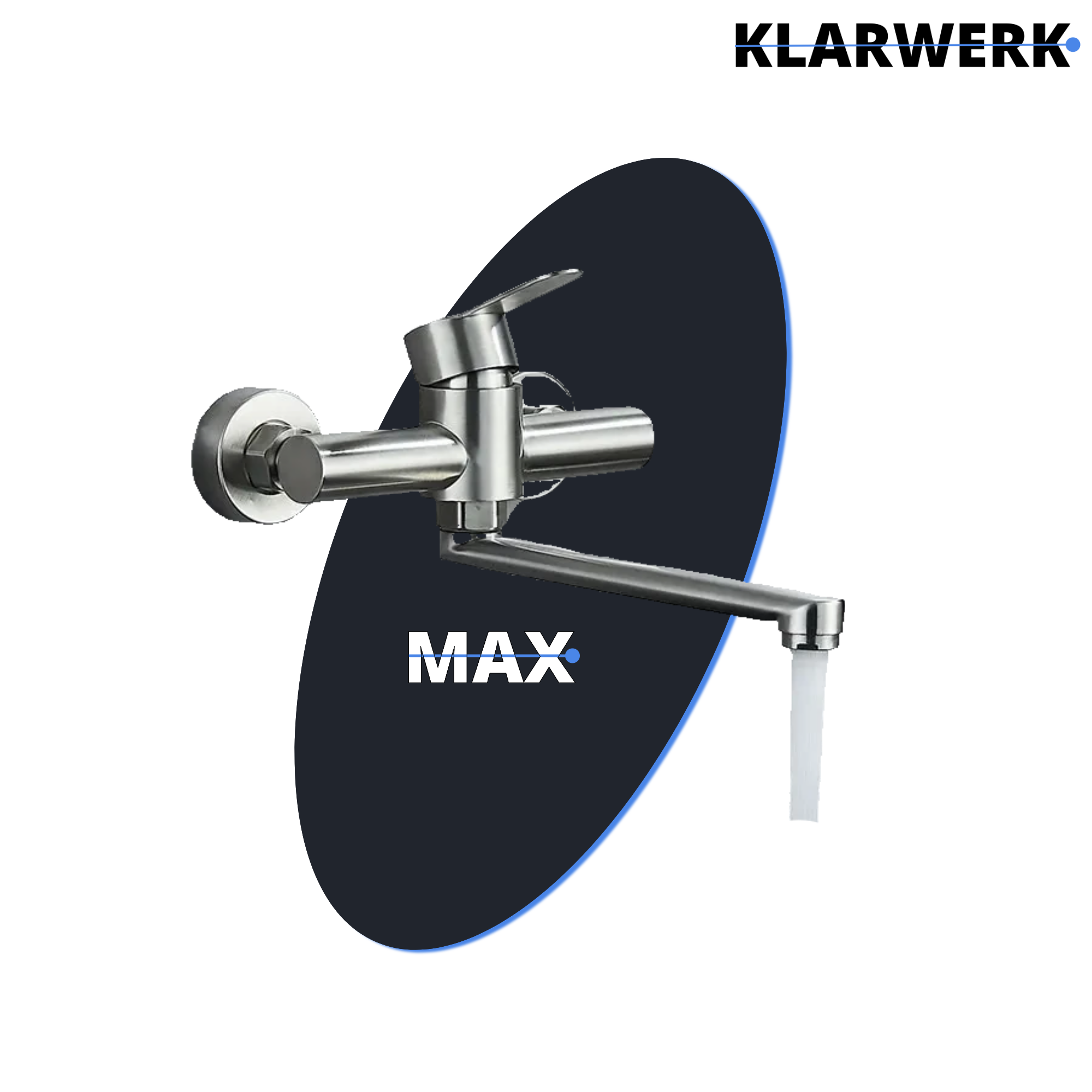 MAX | rubinetto miscelatore catering rubinetto a parete argento |professionale da cucina in acciaio inox lungo e piatto| ristorante bocca dritta