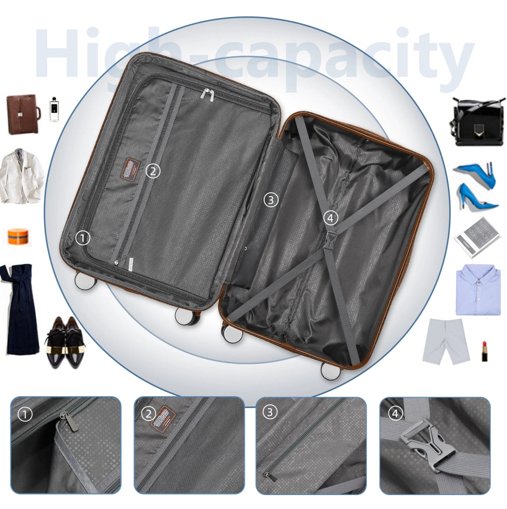 Set Valigie Rigide Espandibili 6 Pezzi con Trolley Spinner e Borsa Weekend, Nero