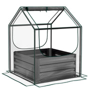 Letto da giardino rialzato con serra ¨C zephmum ¨C 70x70x90 cm grigio scuro acciaio zincato