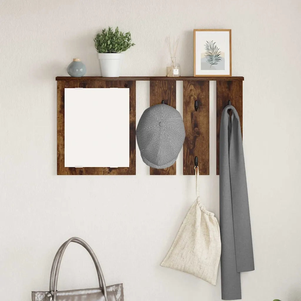 vidaXL Appendiabiti a muro con lo scaffale Rovere fumo 85 x 10 x 45 cm