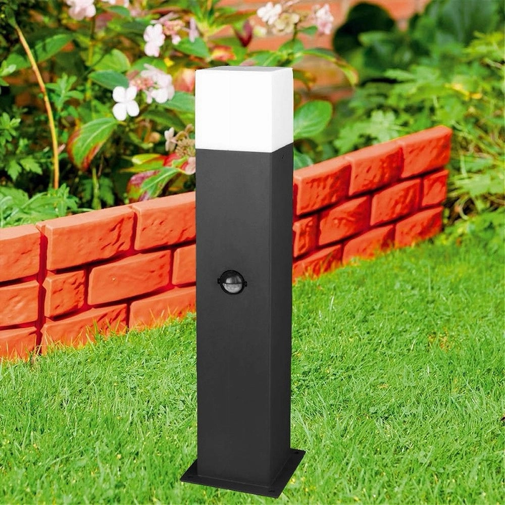Trade Shop - Lampione Esterno Con Sensore Movimento E27 Lampada Da Terra Lampioncino Ip44 H440 - Nero