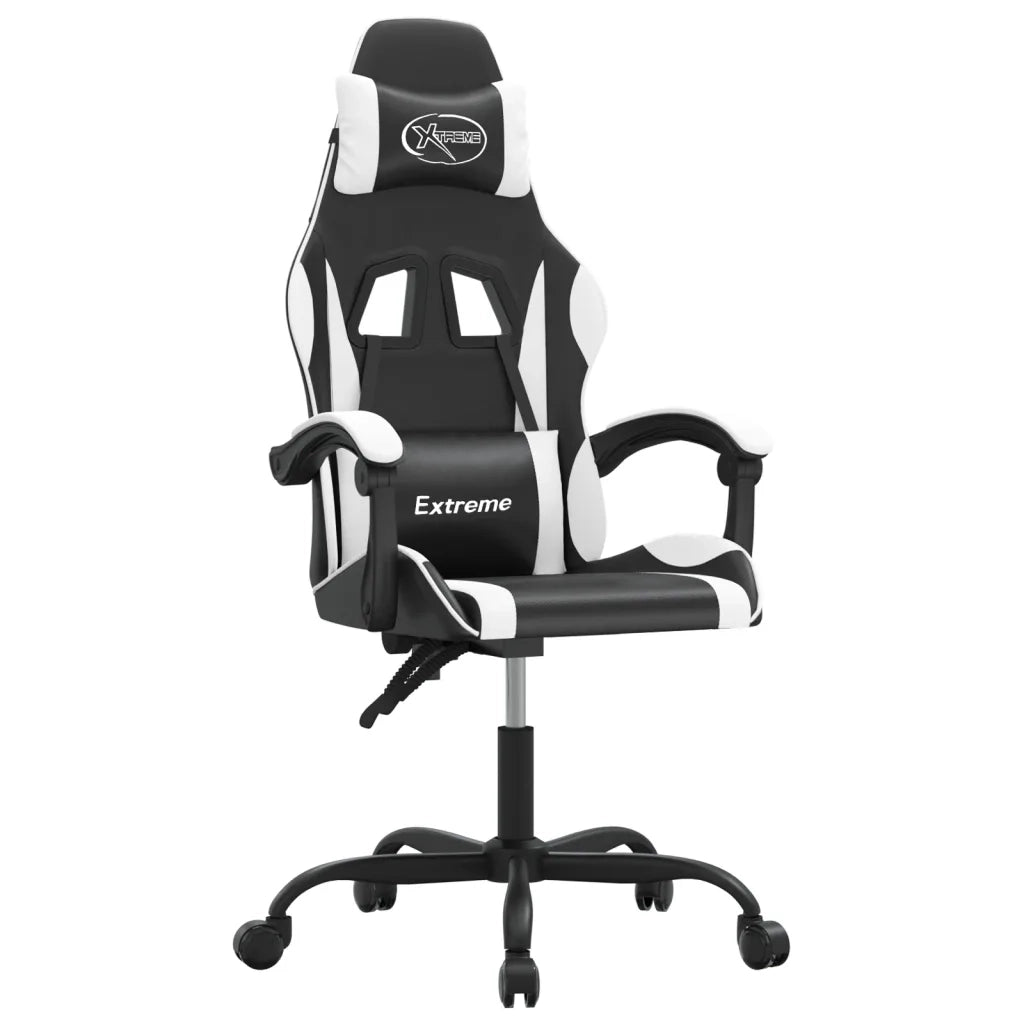 Sedia da Gaming Girevole Nero e Bianco in Similpelle 349572