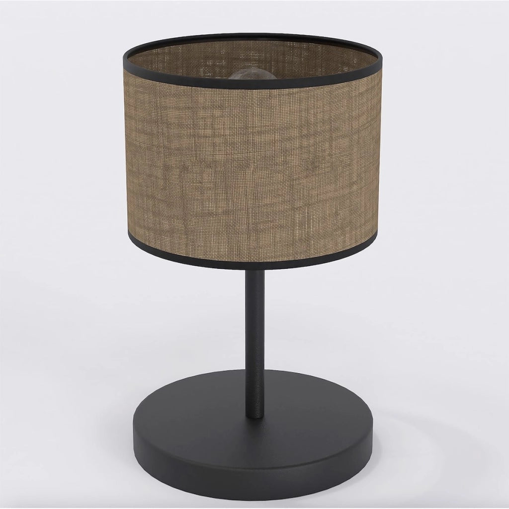 Lampada da tavolo ECO in acciaio nero opaco e tessuto marrone