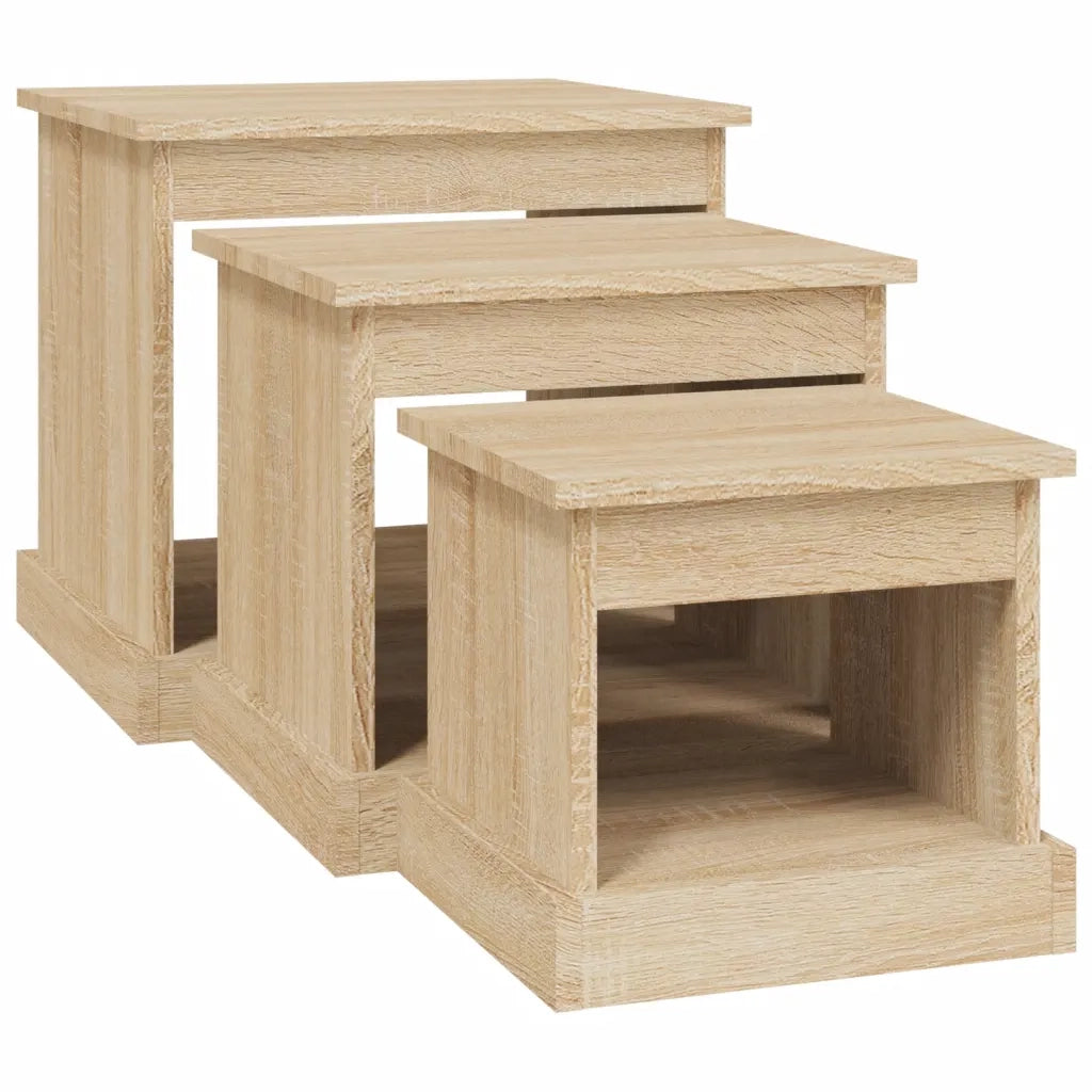 Tavolini da Salotto 3 pz Rovere Sonoma in Legno Multistrato