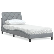 Letto con Materasso-Struttura Letto con Materasso Grigio Chiaro 90x200 cm in Tessuto