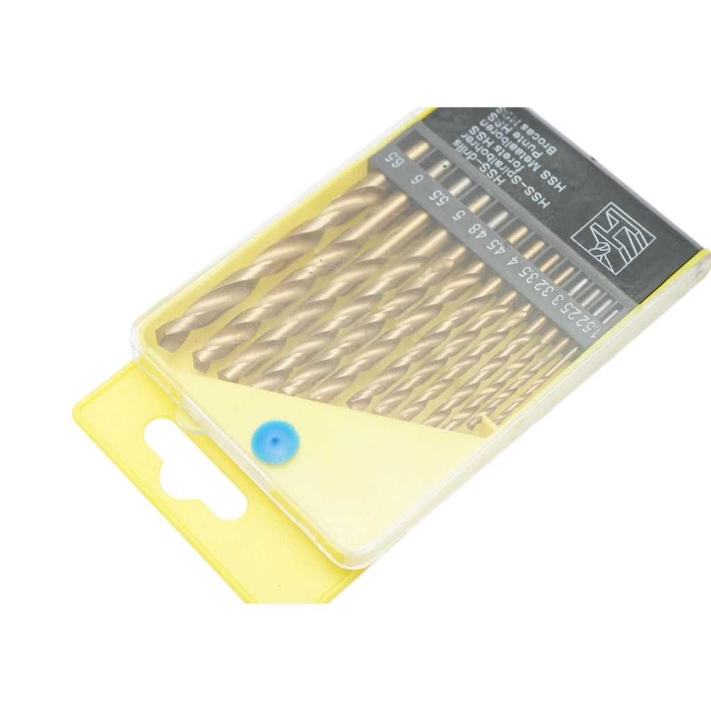 Set di 13 punte elicoidali HSS da 1,5-6,5 mm per metallo con gambo cilindrico