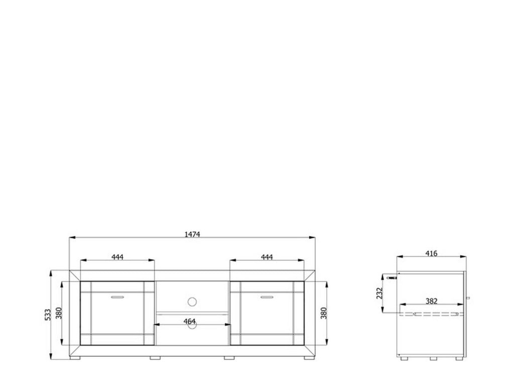 Sillaro, Mobile Porta tv 2 Ripiani, 147.5x41.5x53.5h cm Bianco Crema