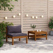Salotto da Giardino-Set Divani da Giardino 2pz Cuscini Grigio Scuro Massello Acacia