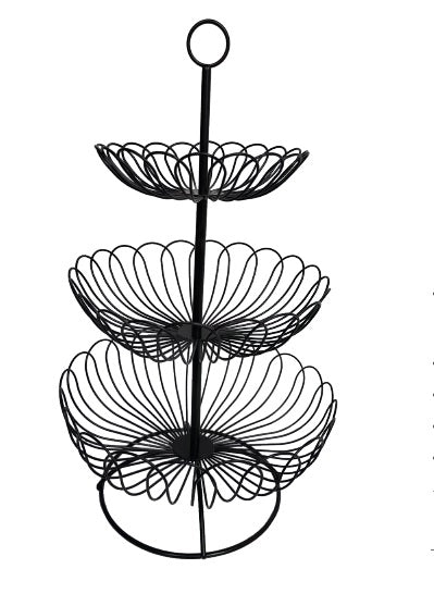 Centrotavola Alzata in Metallo 3 Ripiani Nera 18 - 24 - 29,5 cm Casa Milano