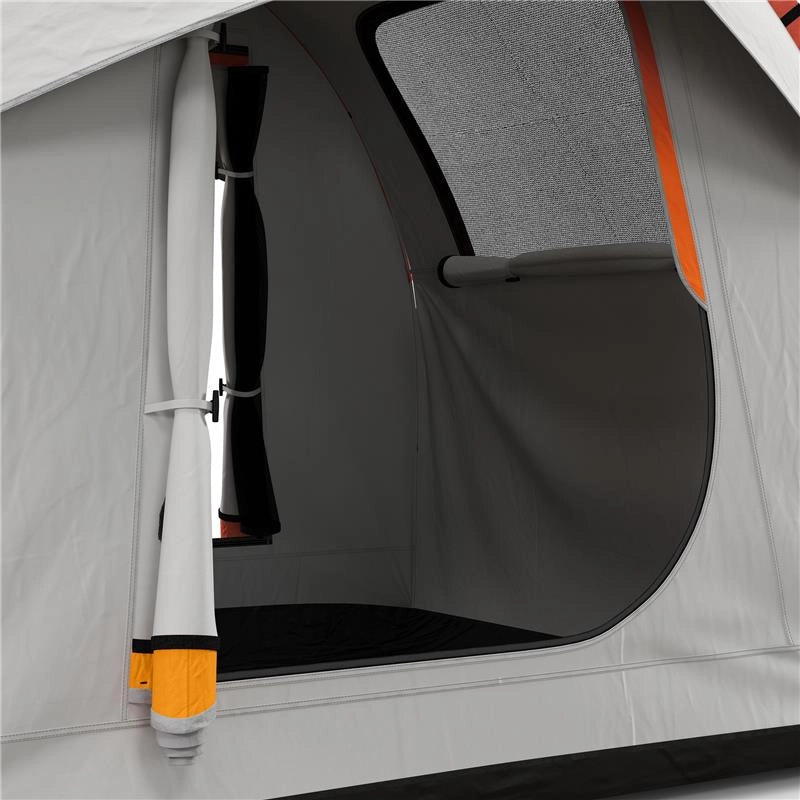 TENDA PER AUTO IMPERMEABILE A 3 PORTE IN POLIESTERE, PE E FIBRA DI VETRO, 239X210X210 CM, GRIGIO E ARANCIONE